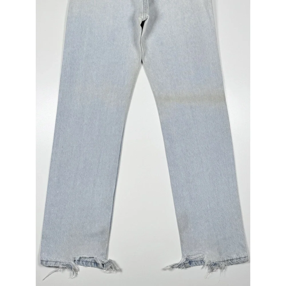 + VTG Levis 505 Straight Leg Jeans Light Wash Distressed 38x34 (36x33) Mexico